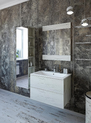 Тумба с раковиной Sanflor Чикаго 75 С16781 подвесная Дуб крафт белый