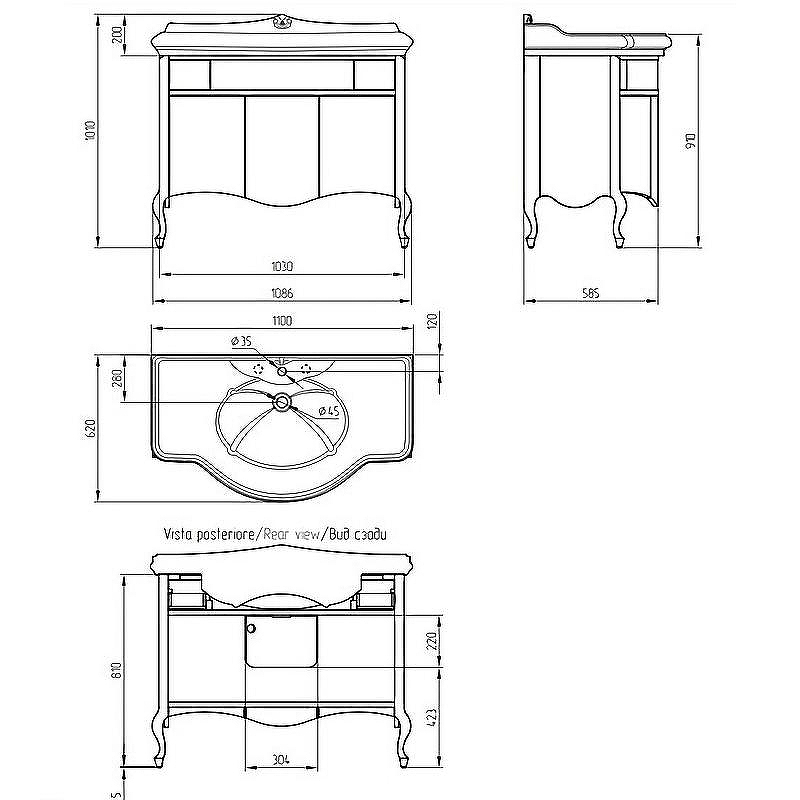 Тумба под раковину Migliore Impero 110 25955 Слоновая кость, купить, цена, заказать, магазин, доставка, скидка, промокод, купить, цена, заказать, магазин, доставка, скидка, промокод