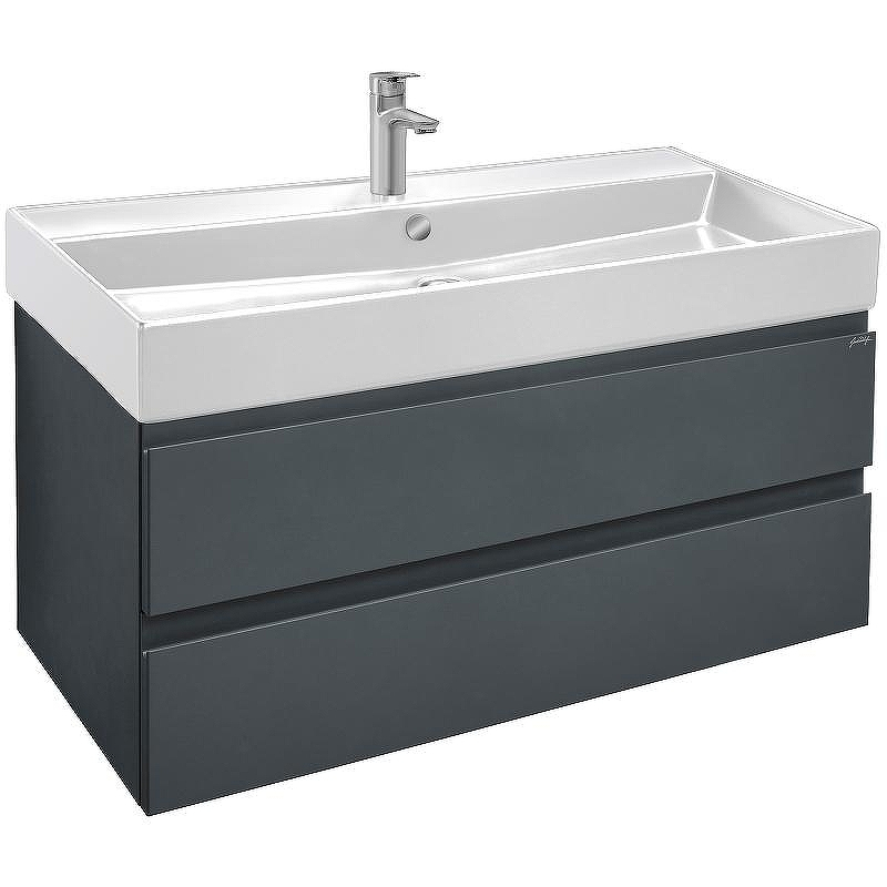 Тумба под раковину Jacob Delafon Madeleine 100 EB1318-J54 подвесная Серая матовая, купить, цена, заказать, магазин, доставка, скидка, промокод, купить, цена, заказать, магазин, доставка, скидка, промокод