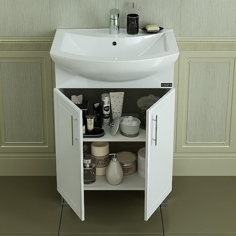 Тумба под раковину СанТа Дублин 60 223006 Белая, купить, цена, заказать, магазин, доставка, скидка, промокод, купить, цена, заказать, магазин, доставка, скидка, промокод