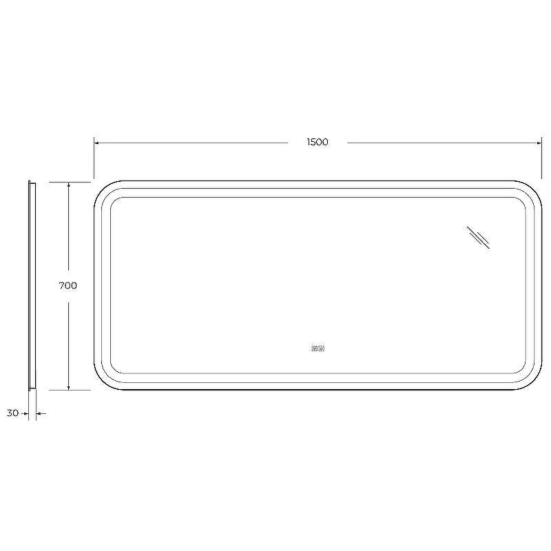 Зеркало Cezares Stylus 150 CZR-SPC-STYLUS-1500-700-TCH-WARM с подсветкой с сенсорным выключателем и подогревом, купить, цена, заказать, магазин, доставка, скидка, промокод, купить, цена, заказать, магазин, доставка, скидка, промокод