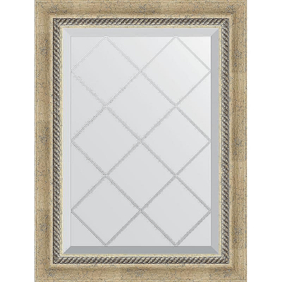 Зеркало Evoform Exclusive-G 71х53 BY 4003 с гравировкой в багетной раме - Состаренное серебро с плетением 70