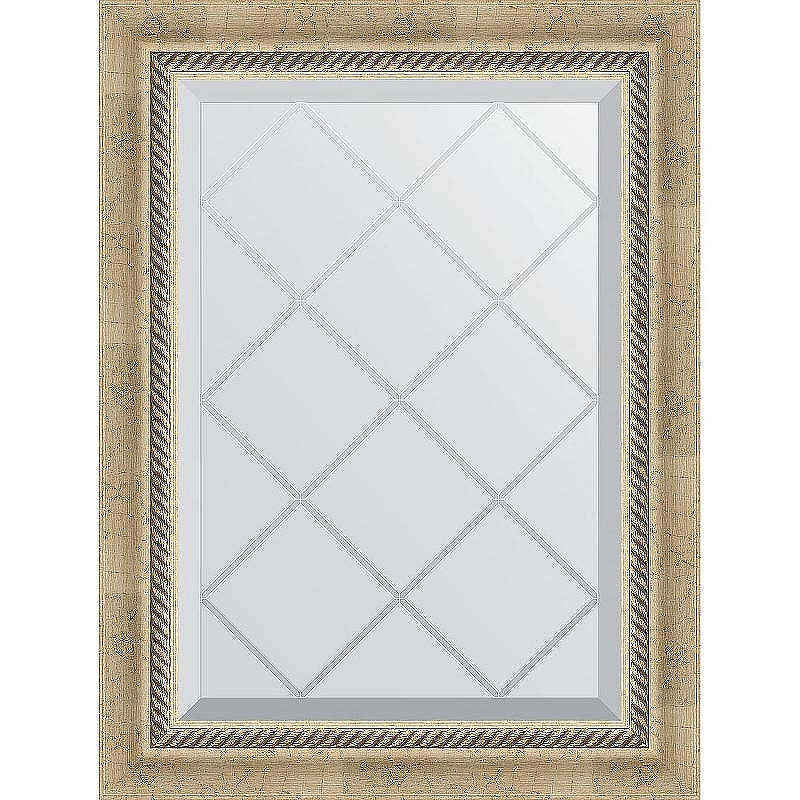 Зеркало Evoform Exclusive-G 71х53 BY 4003 с гравировкой в багетной раме - Состаренное серебро с плетением 70, купить, цена, заказать, магазин, доставка, скидка, промокод, купить, цена, заказать, магазин, доставка, скидка, промокод