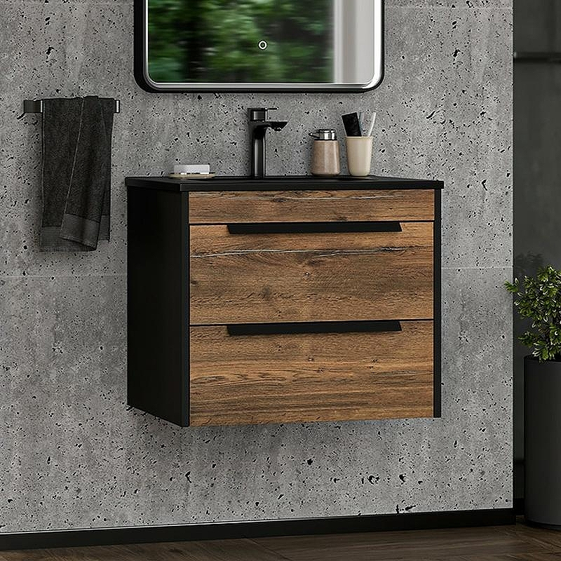 Тумба с раковиной Brevita Monsour 60 УТ000015277 подвесная Дуб Галифакс олово Черный кварц, купить, цена, заказать, магазин, доставка, скидка, промокод, купить, цена, заказать, магазин, доставка, скидка, промокод