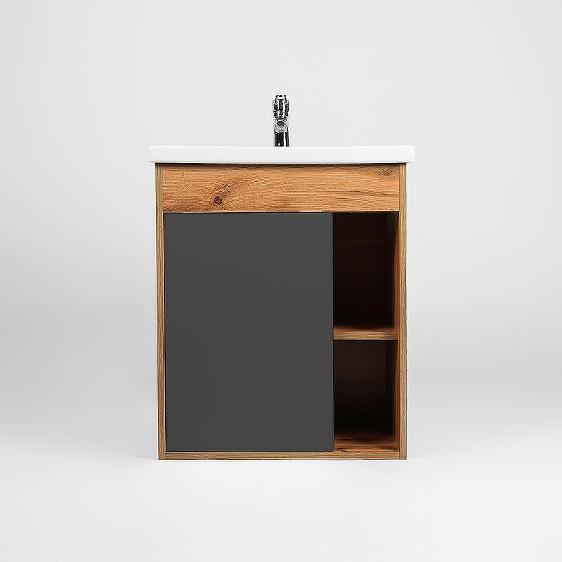 Тумба под раковину VIANT Бостон 70 VBOS70COG-T1STP подвесная Графит матовый Дуб Вотан, купить, цена, заказать, магазин, доставка, скидка, промокод, купить, цена, заказать, магазин, доставка, скидка, промокод