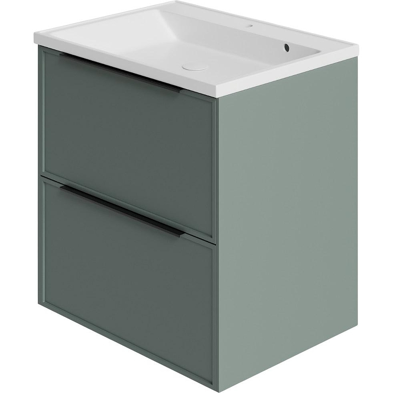 Тумба под раковину La Fenice Simpla Twin 60 FNC-01-SIM-G-60-2 подвесная Серо-зеленая, купить, цена, заказать, магазин, доставка, скидка, промокод, купить, цена, заказать, магазин, доставка, скидка, промокод