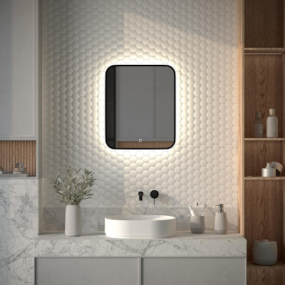 Зеркало Defesto Aura 50х60 DF 2963S с подсветкой 19W-4500K/Сенсорный выключатель/Нейтральный белый свет/Черная рама