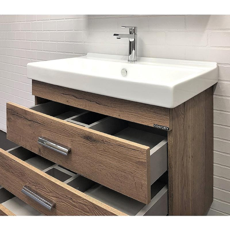 Тумба с раковиной Comforty Никосия 80Н 00-00007621 Дуб темный, купить, цена, заказать, магазин, доставка, скидка, промокод, купить, цена, заказать, магазин, доставка, скидка, промокод
