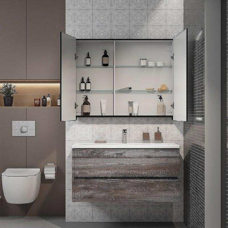 Зеркальный шкаф Art&Max Techno AM-Tec-1000-800-2D-F-Nero с подсветкой с бесконтактным выключателем Черный, купить, цена, заказать, магазин, доставка, скидка, промокод, купить, цена, заказать, магазин, доставка, скидка, промокод