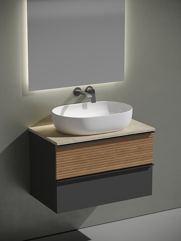 Тумба под раковину Sancos Delta 80 DL80GR подвесная Дуб красный Графит, купить, цена, заказать, магазин, доставка, скидка, промокод, купить, цена, заказать, магазин, доставка, скидка, промокод