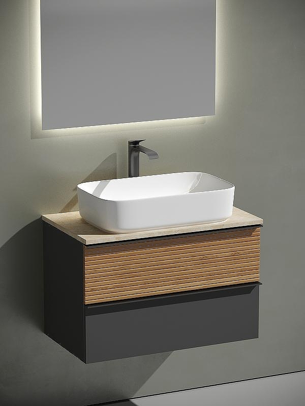 Тумба под раковину Sancos Delta 80 DL80GR подвесная Дуб красный Графит, купить, цена, заказать, магазин, доставка, скидка, промокод, купить, цена, заказать, магазин, доставка, скидка, промокод