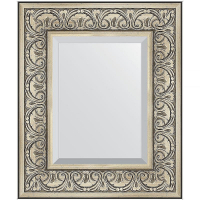 Зеркало Evoform Exclusive 60х50 BY 3372 с фацетом в багетной раме - Барокко серебро 106, купить, цена, заказать, магазин, доставка, скидка, промокод, купить, цена, заказать, магазин, доставка, скидка, промокод