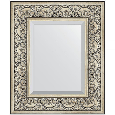 Зеркало Evoform Exclusive 60х50 BY 3372 с фацетом в багетной раме - Барокко серебро 106