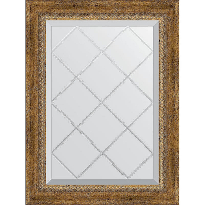 Зеркало Evoform Exclusive-G 71х53 BY 4004 с гравировкой в багетной раме - Состаренная бронза с плетением 70