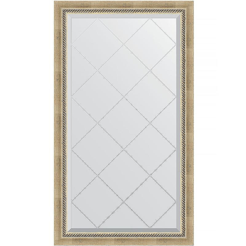 Зеркало Evoform Exclusive-G 128х73 BY 4218 с гравировкой в багетной раме - Состаренное серебро с плетением 70, купить, цена, заказать, магазин, доставка, скидка, промокод, купить, цена, заказать, магазин, доставка, скидка, промокод