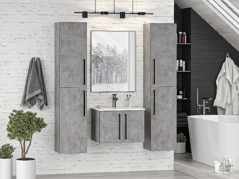 Шкаф пенал Brevita Rock 35 L ROCK-05035-48-2Л подвесной Бетон Чикаго светло-серый, купить, цена, заказать, магазин, доставка, скидка, промокод, купить, цена, заказать, магазин, доставка, скидка, промокод