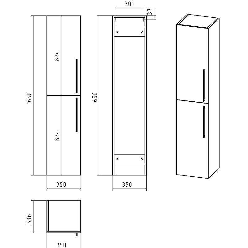 Шкаф пенал Brevita Rock 35 L ROCK-05035-48-2Л подвесной Бетон Чикаго светло-серый, купить, цена, заказать, магазин, доставка, скидка, промокод, купить, цена, заказать, магазин, доставка, скидка, промокод