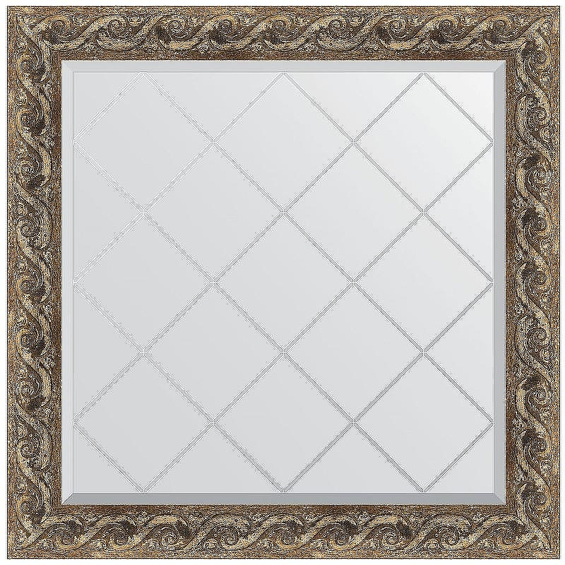 Зеркало Evoform Exclusive-G 86х86 BY 4313 с гравировкой в багетной раме - Фреска 84, купить, цена, заказать, магазин, доставка, скидка, промокод, купить, цена, заказать, магазин, доставка, скидка, промокод