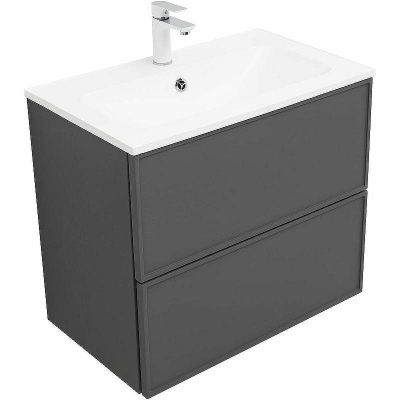 Тумба под раковину Aquanet Арт 75 329064 подвесная Ясень графит