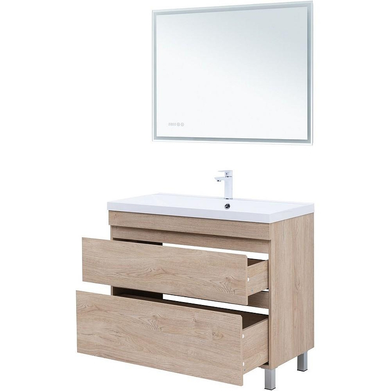 Тумба под раковину Aquanet Нота New 100 344149 Дуб светлый, купить, цена, заказать, магазин, доставка, скидка, промокод, купить, цена, заказать, магазин, доставка, скидка, промокод