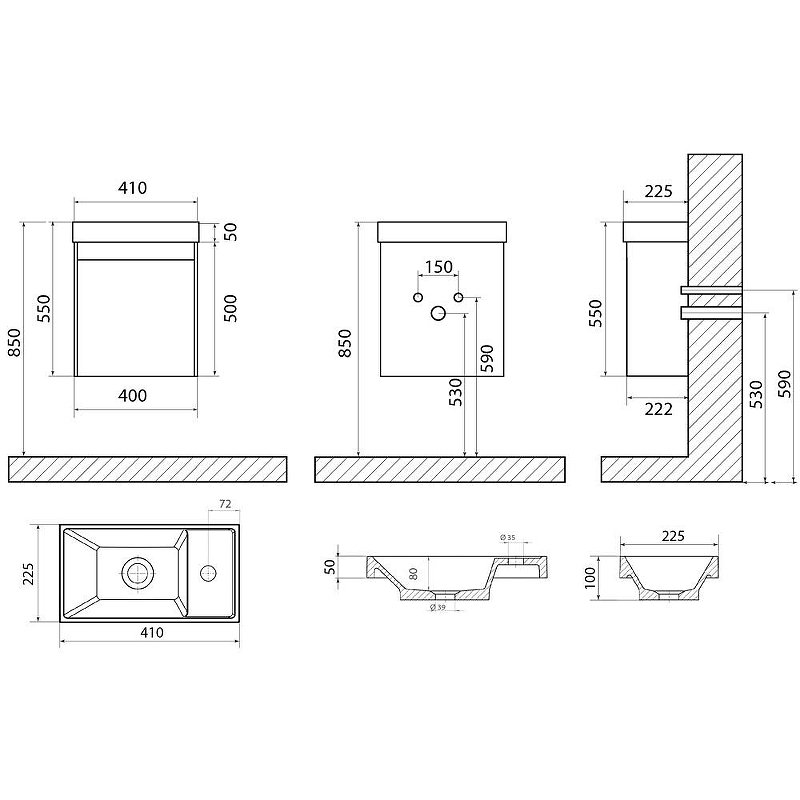 Тумба под раковину Art&Max Family 40 Family-400-1D-SO-BL подвесная Белая глянцевая, купить, цена, заказать, магазин, доставка, скидка, промокод, купить, цена, заказать, магазин, доставка, скидка, промокод