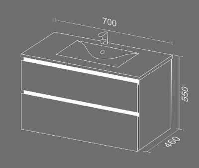 Тумба с раковиной SanVit Стрит-2 70 kstreet2070 в цвете Ral Белый глянец