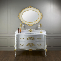 Тумба под раковину Migliore Virginia 139 28636 цвет Белый глянцевый декор золото, купить, цена, заказать, магазин, доставка, скидка, промокод, купить, цена, заказать, магазин, доставка, скидка, промокод