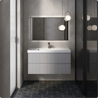 Тумба под раковину AQUAme S1 100 AQM900110GM подвесная цвет Серый, купить, цена, заказать, магазин, доставка, скидка, промокод, купить, цена, заказать, магазин, доставка, скидка, промокод