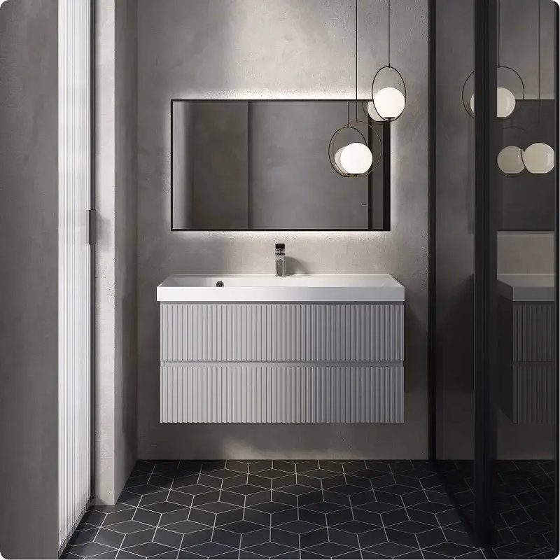 Тумба под раковину AQUAme S1 100 AQM900110GM подвесная цвет Серый, купить, цена, заказать, магазин, доставка, скидка, промокод, купить, цена, заказать, магазин, доставка, скидка, промокод