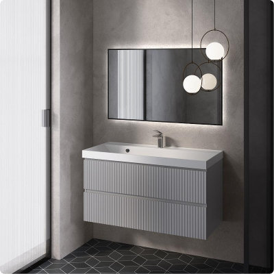 Тумба под раковину AQUAme S1 100 AQM900110GM подвесная цвет Серый