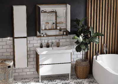 Зеркальный шкаф Aquaton Сканди 90 1A252302SDZ90 Белый Дуб рустикальный