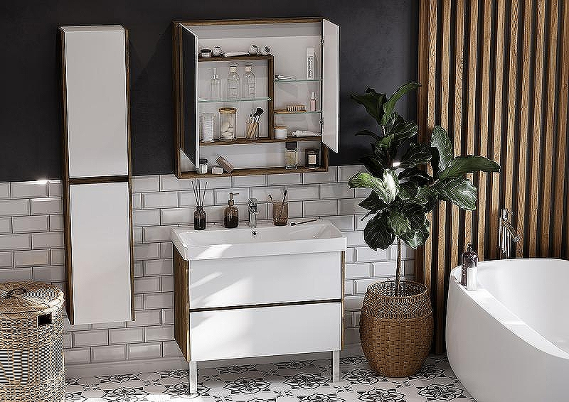 Зеркальный шкаф Aquaton Сканди 90 1A252302SDZ90 Белый Дуб рустикальный, купить, цена, заказать, магазин, доставка, скидка, промокод, купить, цена, заказать, магазин, доставка, скидка, промокод