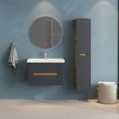 Тумба под раковину Onika Айленд 70 107068 подвесная цвет Дуб крафт золотой Графит