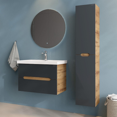 Тумба под раковину Onika Айленд 70 107068 подвесная цвет Дуб крафт золотой Графит