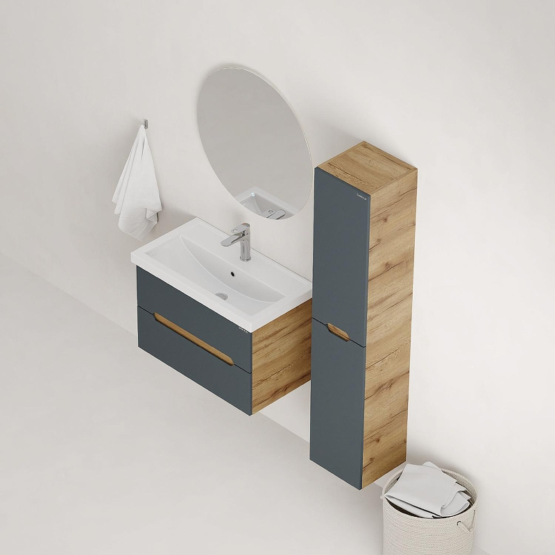 Тумба под раковину Onika Айленд 70 107068 подвесная цвет Дуб крафт золотой Графит, купить, цена, заказать, магазин, доставка, скидка, промокод, купить, цена, заказать, магазин, доставка, скидка, промокод