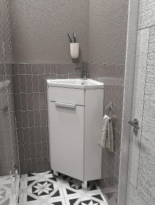 Тумба с раковиной 1MarKa Penta 37Н Ц0000001635 угловая Белый глянец