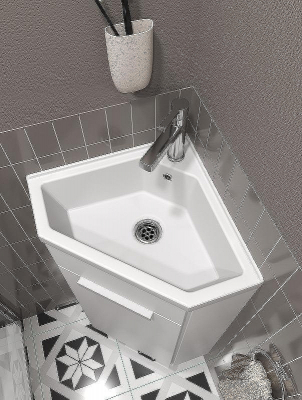 Тумба с раковиной 1MarKa Penta 37Н Ц0000001635 угловая Белый глянец