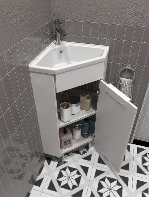 Тумба с раковиной 1MarKa Penta 37Н Ц0000001635 угловая Белый глянец