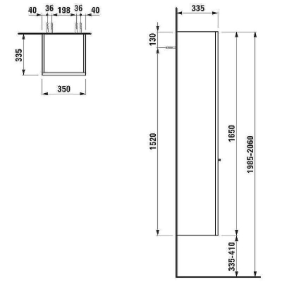 Шкаф пенал Laufen Case 35 R 4.0202.2.075.463.R подвесной Белый матовый