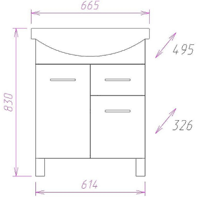Тумба под раковину Onika Стелла 65 с ящиком Белая