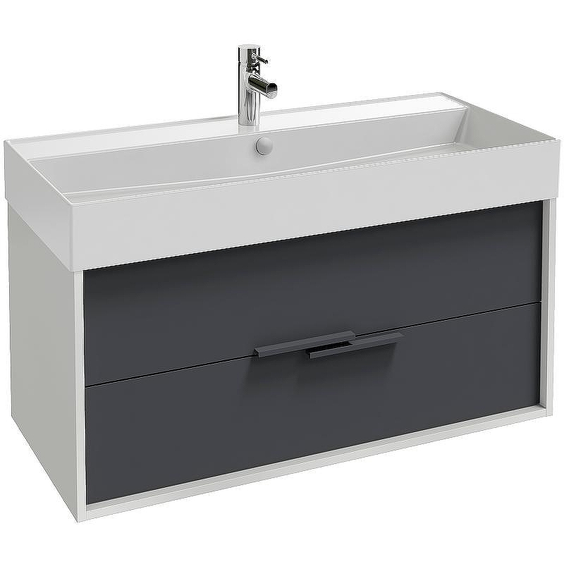 Тумба под раковину Jacob Delafon Vivienne 100 EB1585-N18-M76 подвесная Насыщенная серая матовая Белая глянцевая, купить, цена, заказать, магазин, доставка, скидка, промокод, купить, цена, заказать, магазин, доставка, скидка, промокод