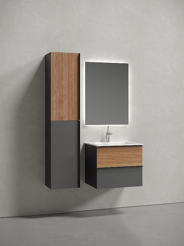 Тумба под раковину Sancos Delta 60 DL60GR подвесная Дуб красный Графит, купить, цена, заказать, магазин, доставка, скидка, промокод, купить, цена, заказать, магазин, доставка, скидка, промокод