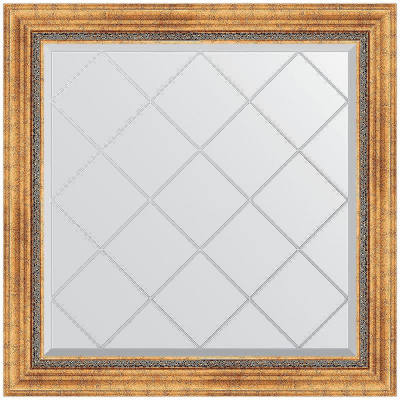 Зеркало Evoform Exclusive-G 86х86 BY 4318 с гравировкой в багетной раме - Римское золото 88