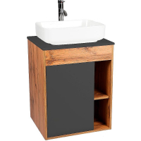 Тумба под раковину VIANT Бостон 65 VBOS65NG-T1STP подвесная Графит матовый Дуб Вотан, купить, цена, заказать, магазин, доставка, скидка, промокод, купить, цена, заказать, магазин, доставка, скидка, промокод