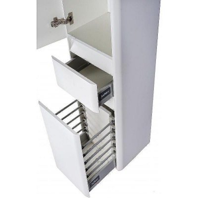 Шкаф пенал Style Line Атлантика 35 L Люкс Plus СС-00002257 с бельевой корзиной Белый матовый антискрейтч