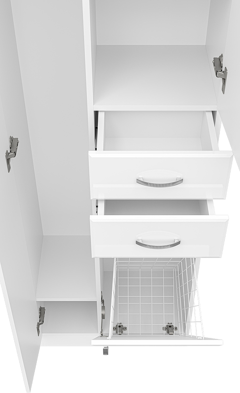 Шкаф пенал Misty 60 Э-05060-01Бк с бельевой корзиной Белый глянцевый, купить, цена, заказать, магазин, доставка, скидка, промокод, купить, цена, заказать, магазин, доставка, скидка, промокод