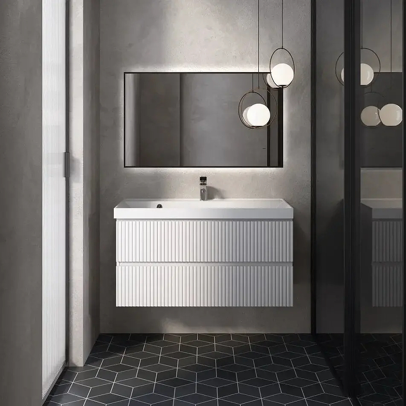 Тумба под раковину AQUAme S1 100 AQM900110WH подвесная цвет Белый глянцевый, купить, цена, заказать, магазин, доставка, скидка, промокод, купить, цена, заказать, магазин, доставка, скидка, промокод