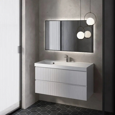 Тумба под раковину AQUAme S1 100 AQM900110WH подвесная цвет Белый глянцевый