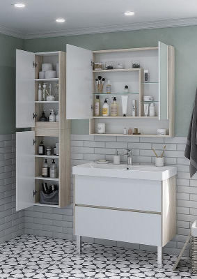 Зеркальный шкаф Aquaton Сканди 90 1A252302SDB20 Белый Дуб верона