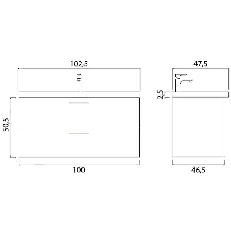 Тумба под раковину Creto Ares 100 10-1105W подвесная Белая, купить, цена, заказать, магазин, доставка, скидка, промокод, купить, цена, заказать, магазин, доставка, скидка, промокод